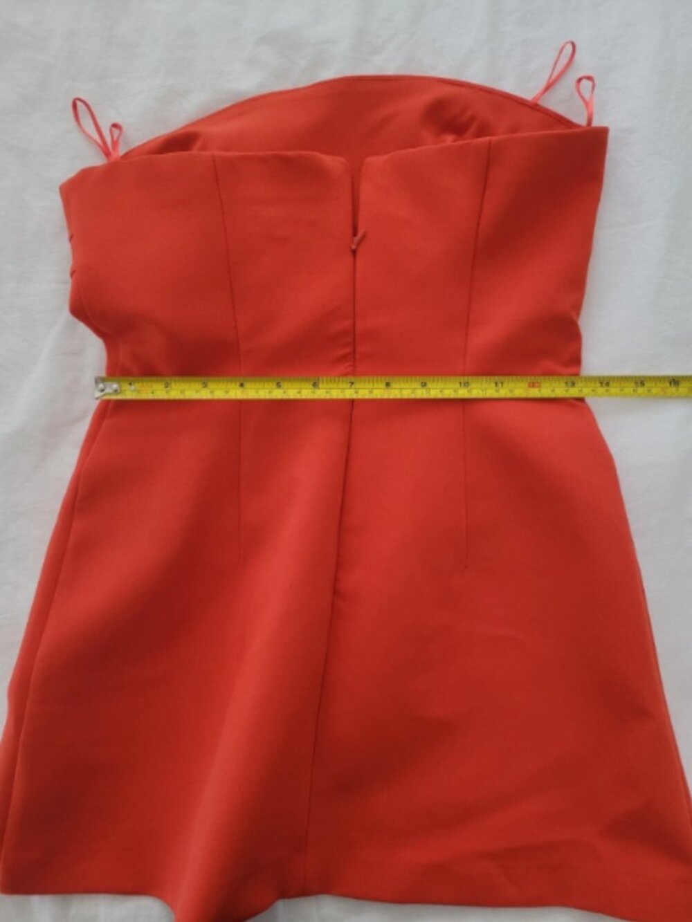 Zara Red Cocktail Romper Dress Womens Small Strapless Mini Party Zip Back - Picture 4 of 7